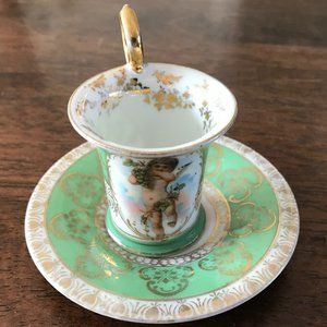 English Tea Cup and Saucer with gold trim - Vintage - B & D